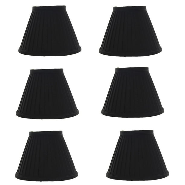 Silk Side Pleat 5 Inch Black with Gold Chandelier Shade Mini Clip on